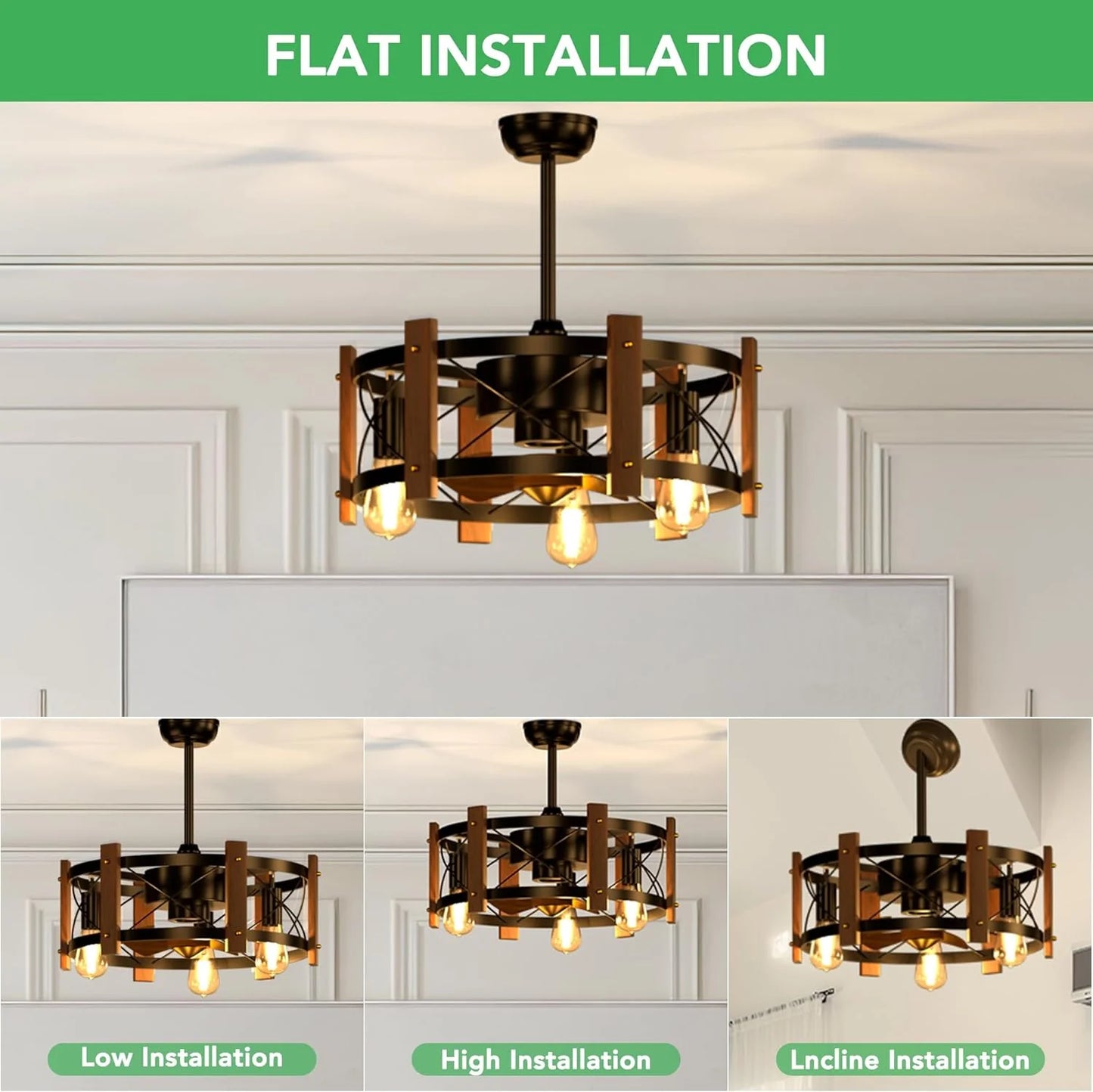 Modern Farmhouse Ceiling Fan with LED Lights