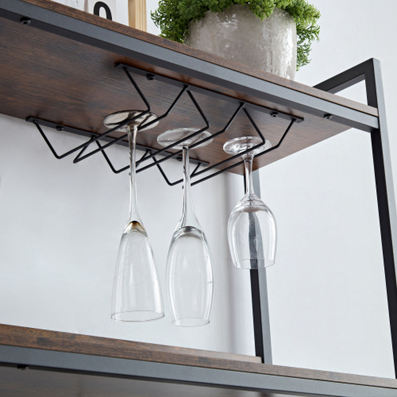 Coffee Bar Cabinet with Power Outlet, 3 Floor Wine Cooler Bar Counter for Home, Dining Room, Kitchen, Vintage Brown