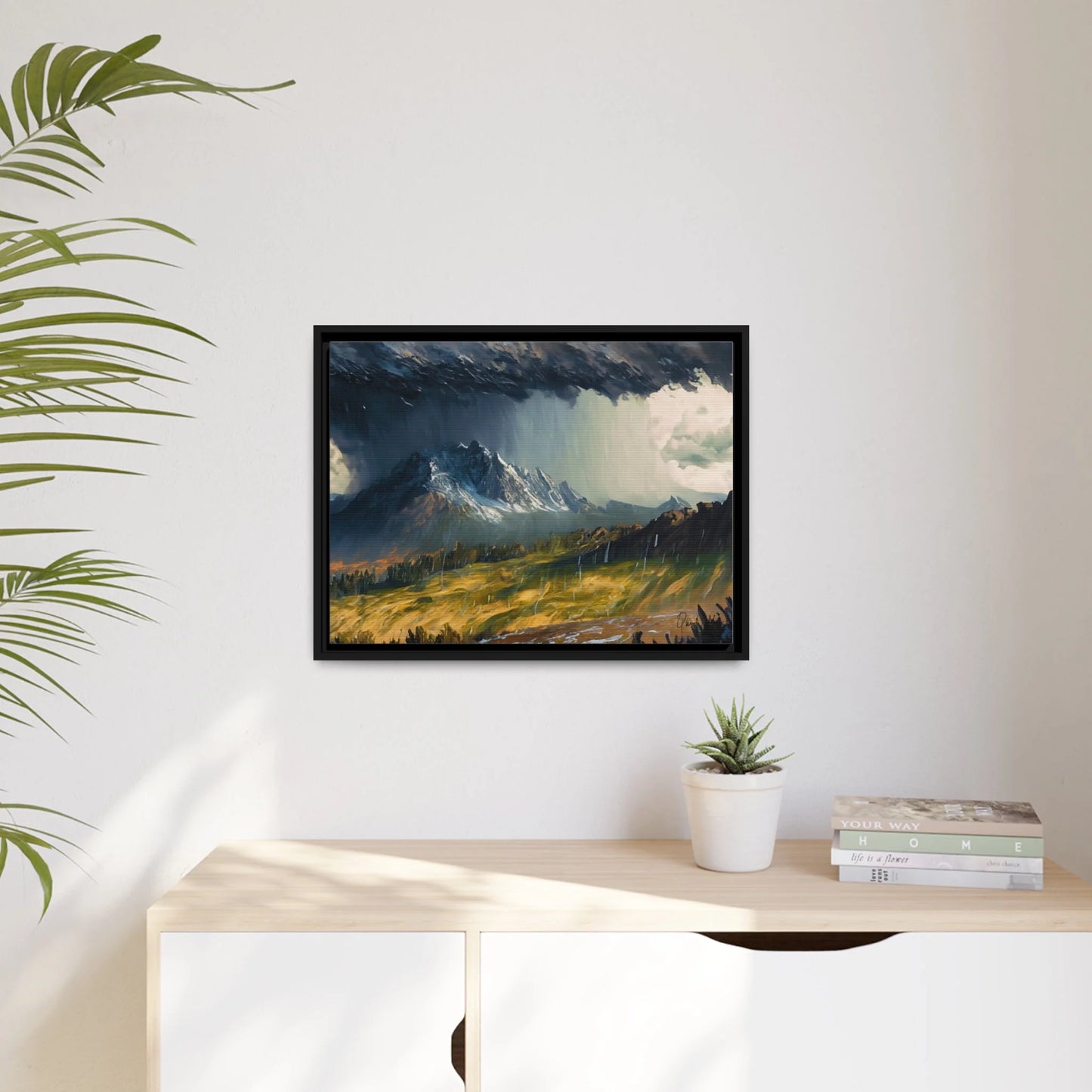 Breathtaking Mountain Rain Landscape Canvas Wall Art - Queennoble Collection