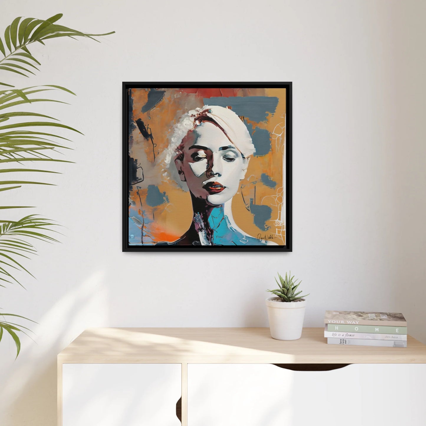 Stunning Framed Canvas Wall Art - Abstract Woman Portrait for Elegant Home Decor