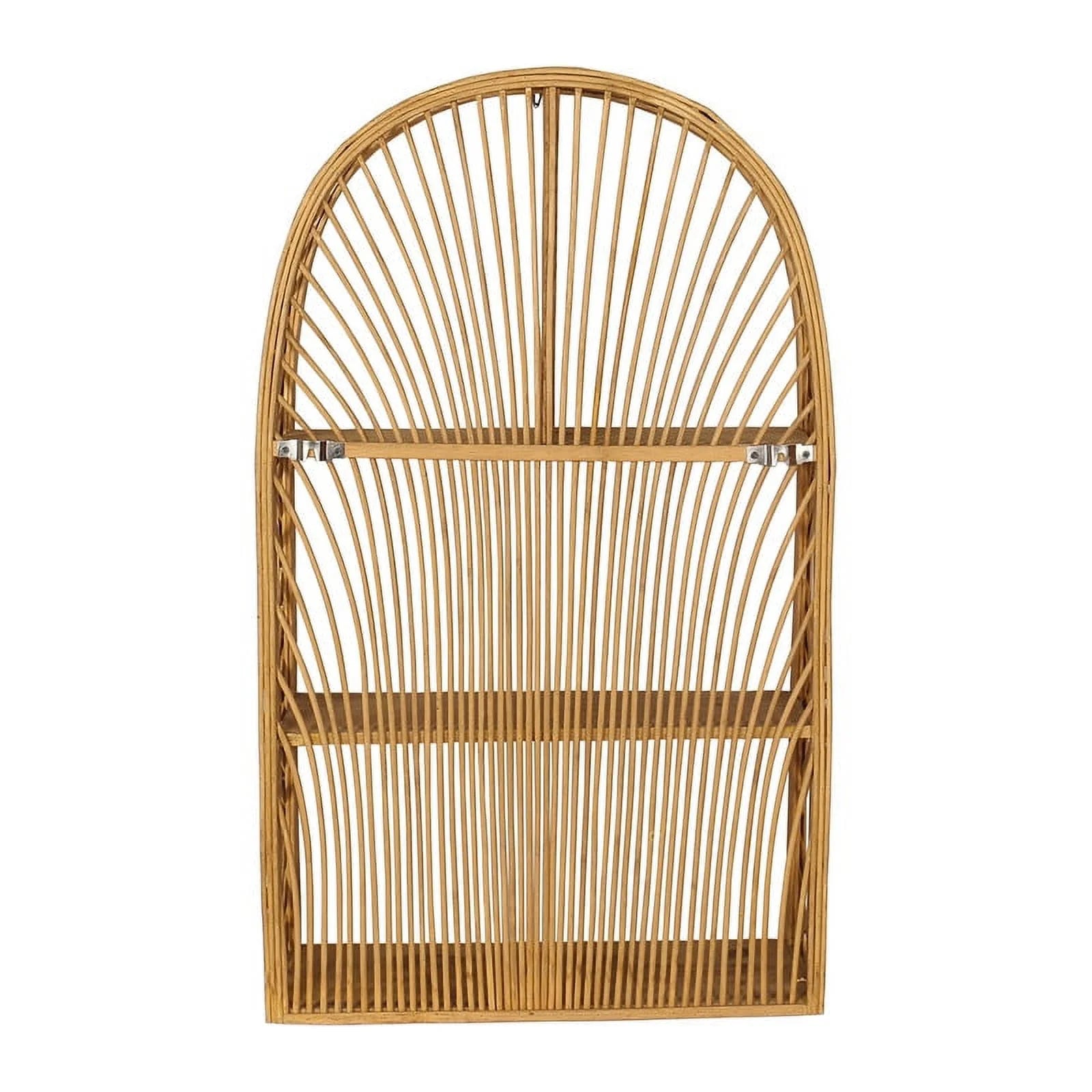Harmony Brown Arch Rattan Boho Tiered Wall Shelf