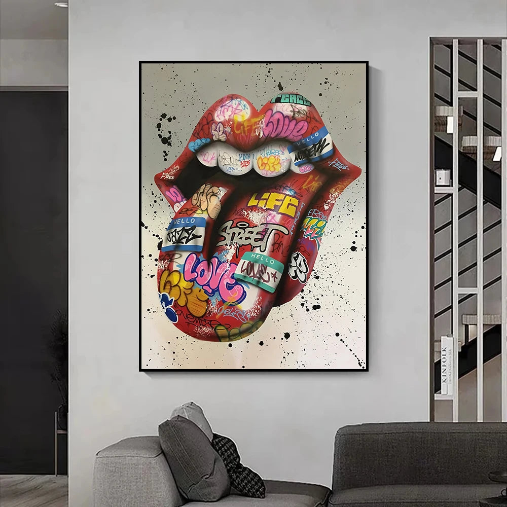 Street Graffiti Kissing Canvas Painting Posters and Prints Abstract Picture Wall Art Decoration Mural Living Room Home Decor
