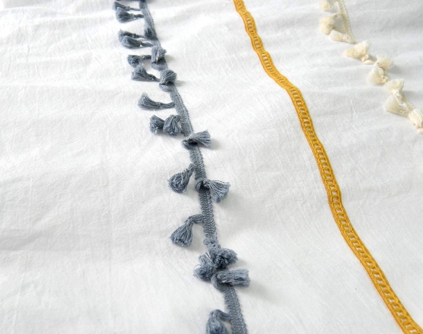 Boho Duvet Cover Cotton Bedding Twin White Comforter, 90In X 68In