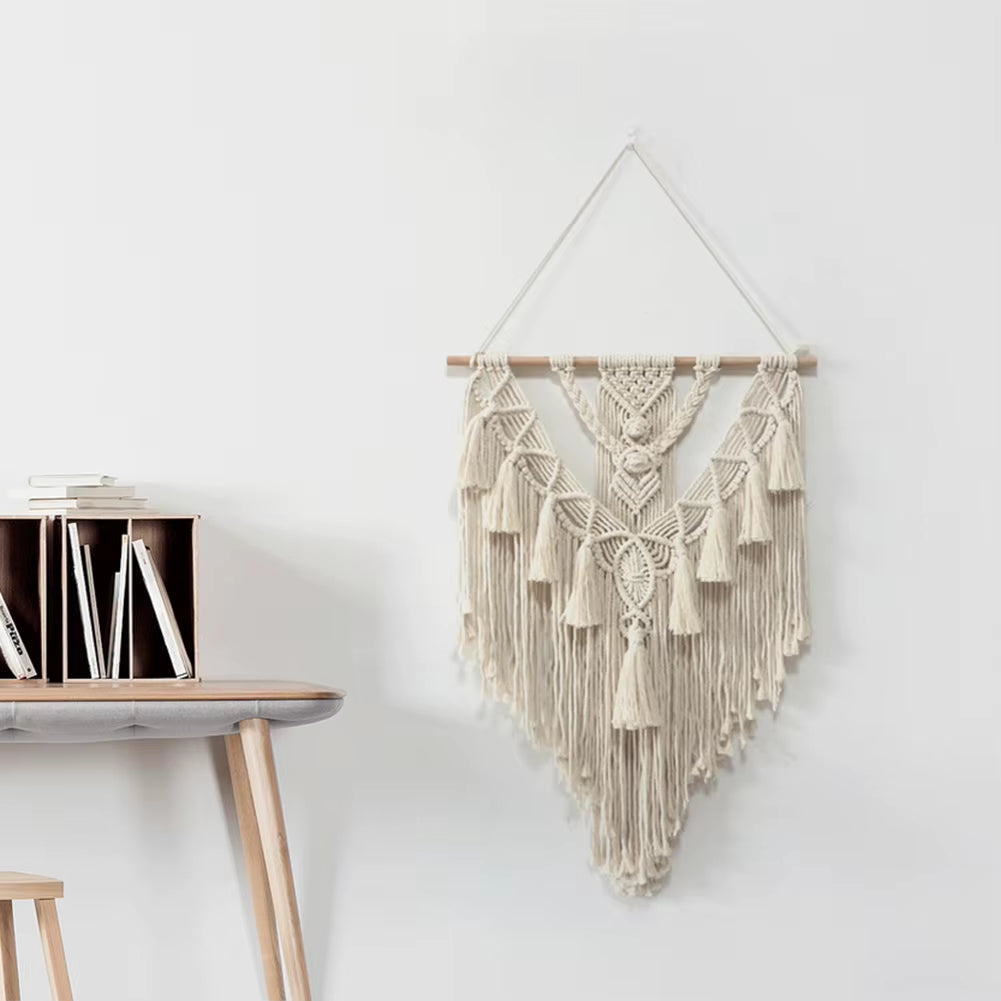 Hand-Woven Pendant Macrame Wall Hanging Boho Woven Tapestry Bohemian Crafts Room Decoration Gorgeous Tapestry for Home Decor