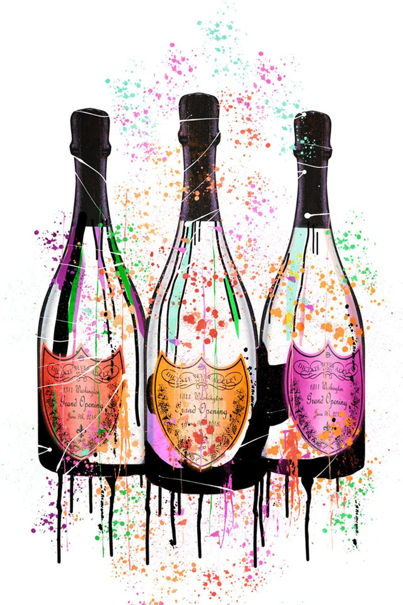 Fashion Luxury Champagne Bottle Art Canvas Painting Prints Poster Wall Art Printing Picture Luxurious Bar Home Dining Room Decor