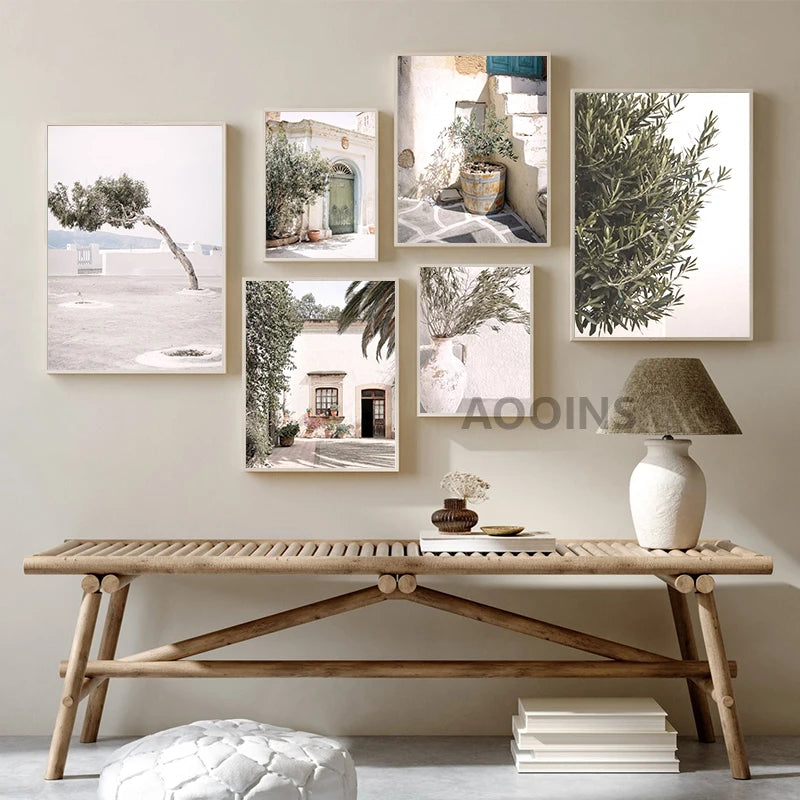 Spain Pastel Village Floral Photography Posters Spain Summer Travel Prints Mediterranean Wall Art Canvas Painting Pictures Decor