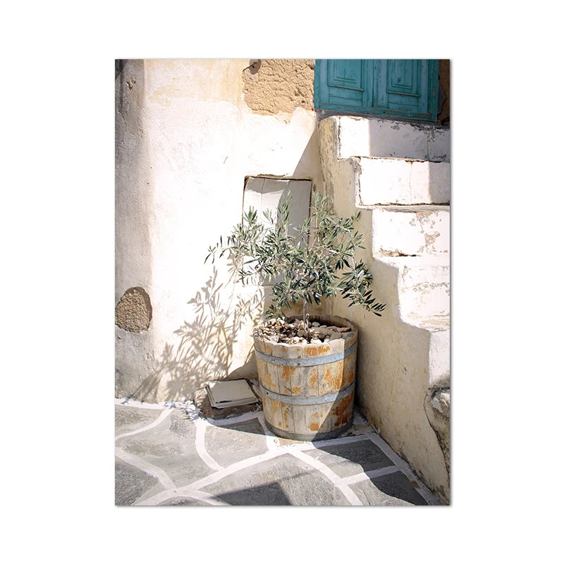 Spain Pastel Village Floral Photography Posters Spain Summer Travel Prints Mediterranean Wall Art Canvas Painting Pictures Decor