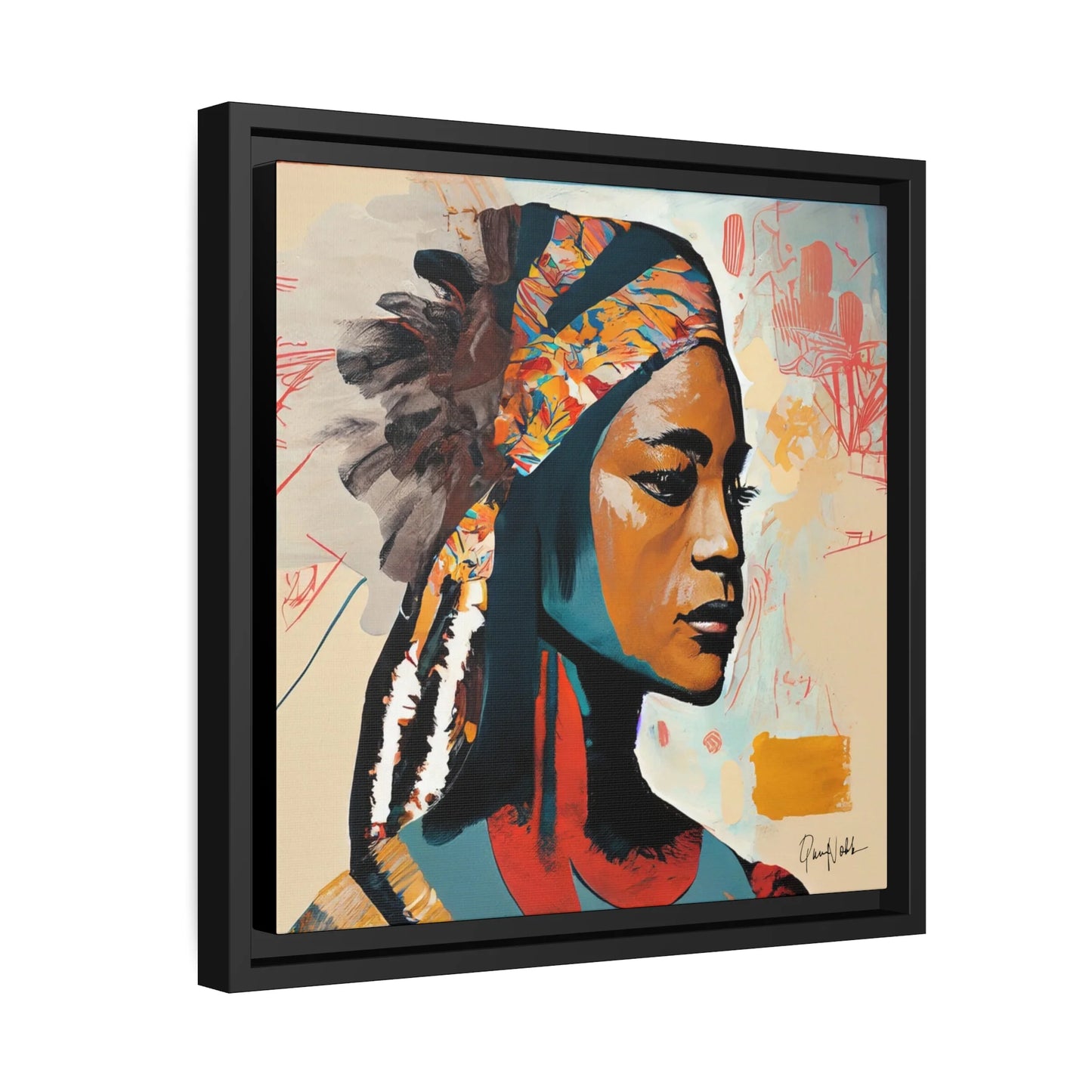 Stunning Native Indian Lady Portrait Canvas Wall Art - Framed Elegance for Your Home
