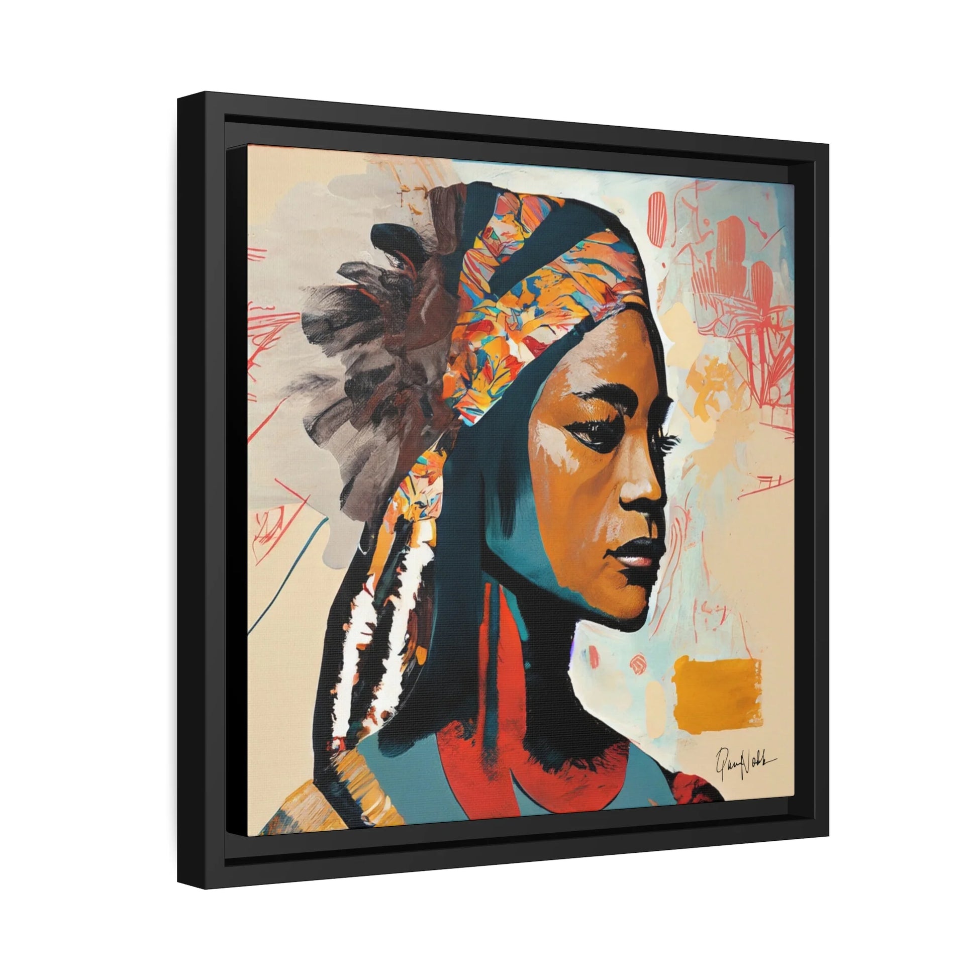 Stunning Native Indian Lady Portrait Canvas Wall Art - Framed Elegance for Your Home