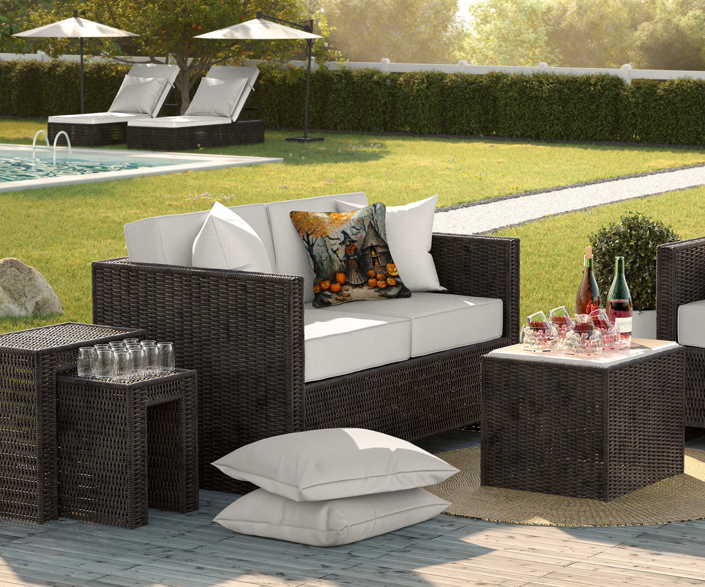 Slavic Witch Spooky Halloween Throw Pillow