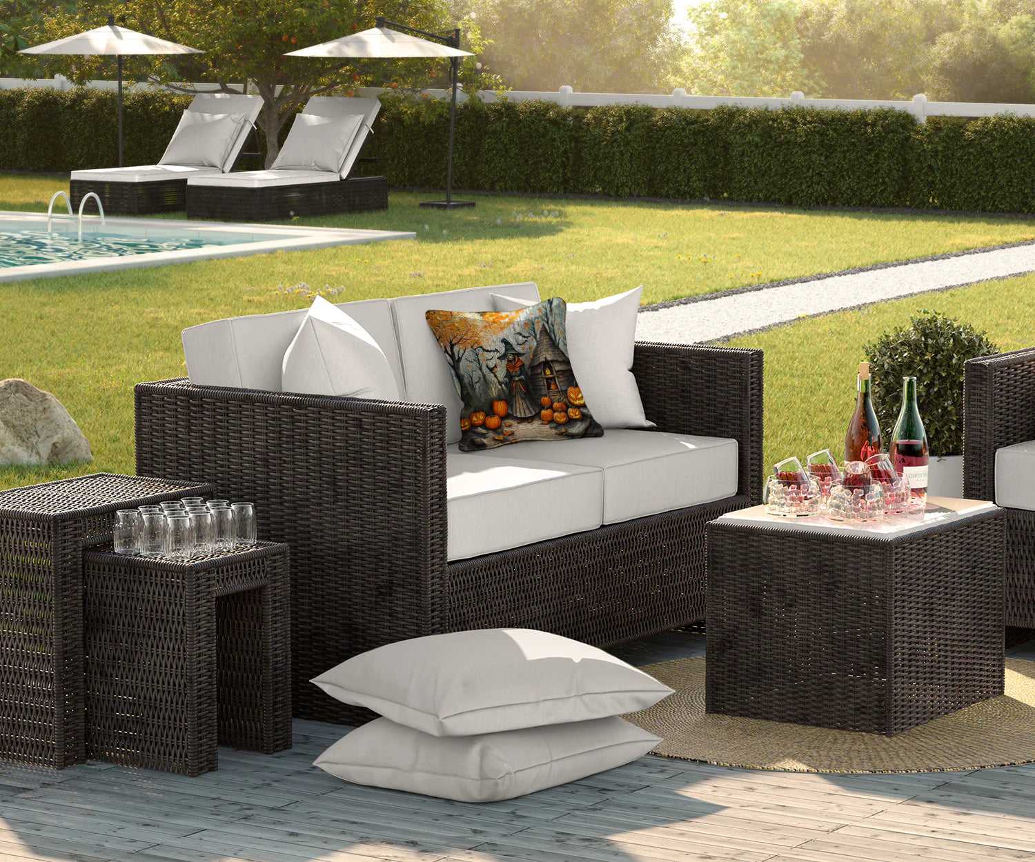 Slavic Witch Spooky Halloween Throw Pillow