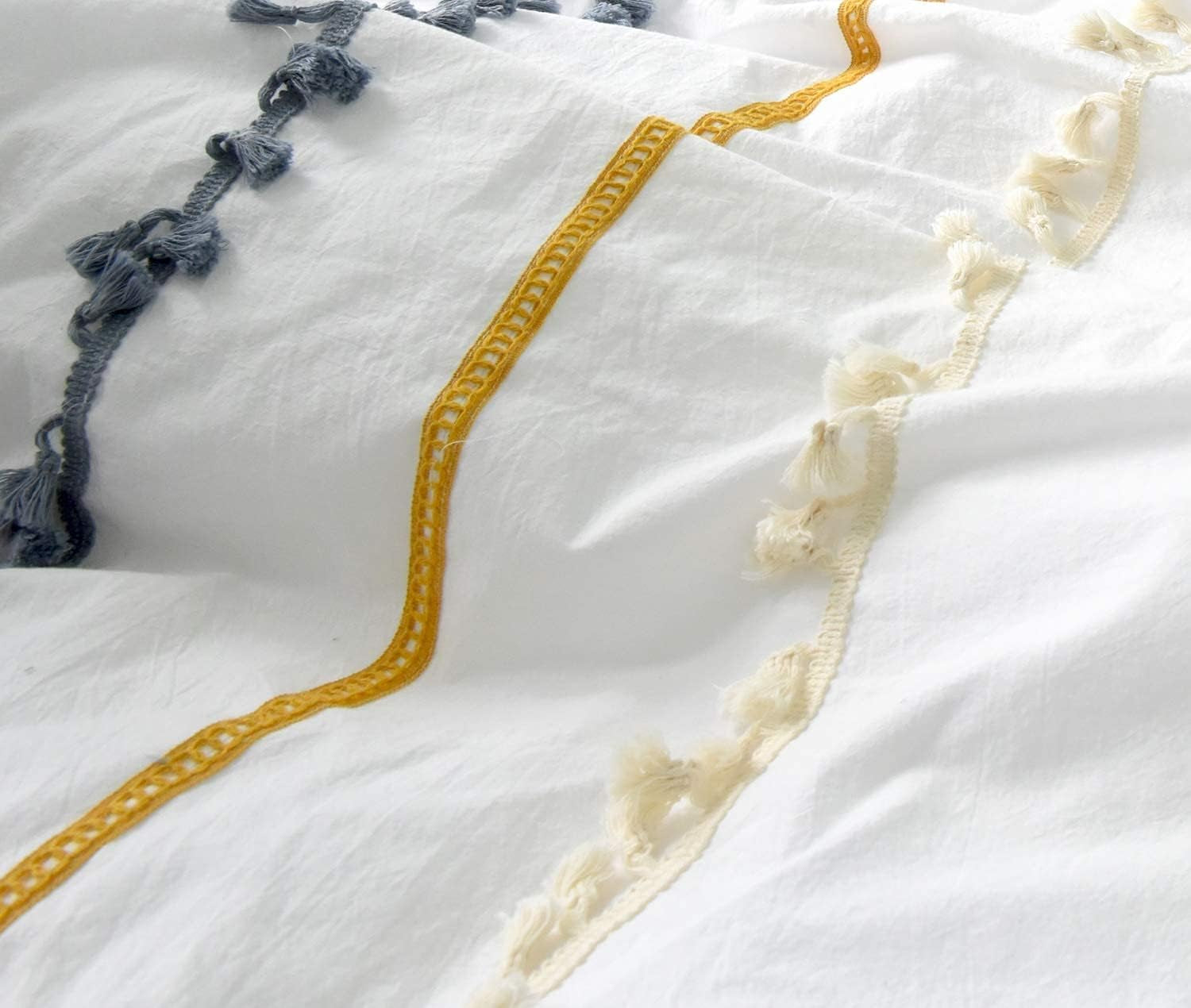 Boho Duvet Cover Cotton Bedding Twin White Comforter, 90In X 68In