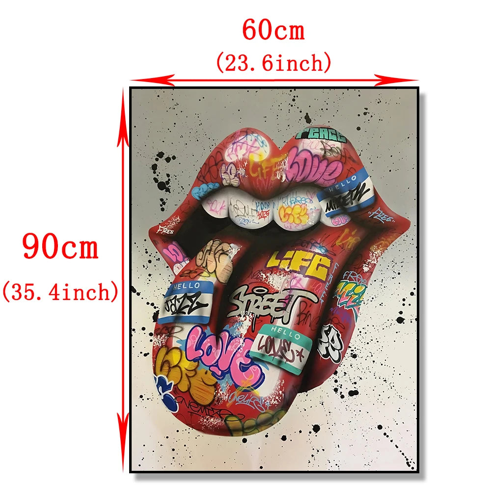 Street Graffiti Kissing Canvas Painting Posters and Prints Abstract Picture Wall Art Decoration Mural Living Room Home Decor