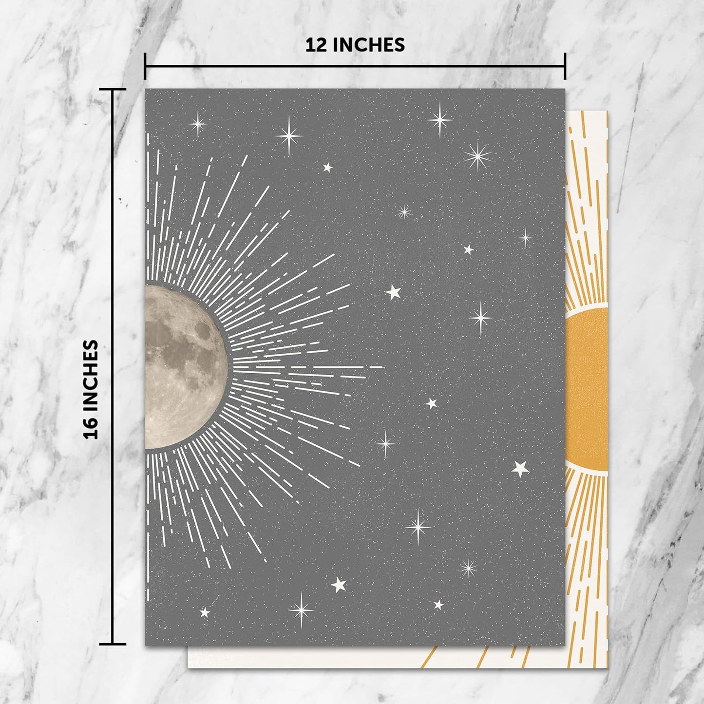 Sun Moon Boho Wall Decor, 2 Set 12X16 Inch Celestial Posters, Mid Century Modern Prints for Wall Art, Wall Decor for Bedroom