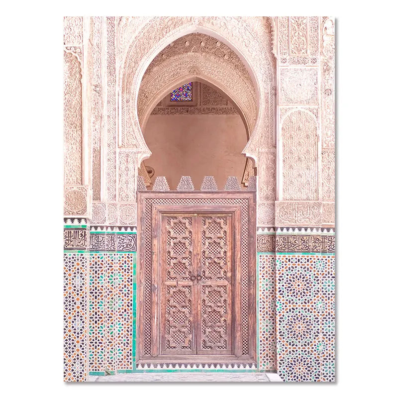 Morocco Door Arabic Decorative Paintings Architecture Canvas Posters Islamic Wall Art Pictures Prints for Living Room Home Decor
