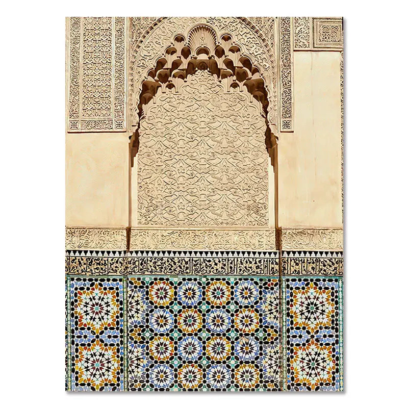 Morocco Door Arabic Decorative Paintings Architecture Canvas Posters Islamic Wall Art Pictures Prints for Living Room Home Decor