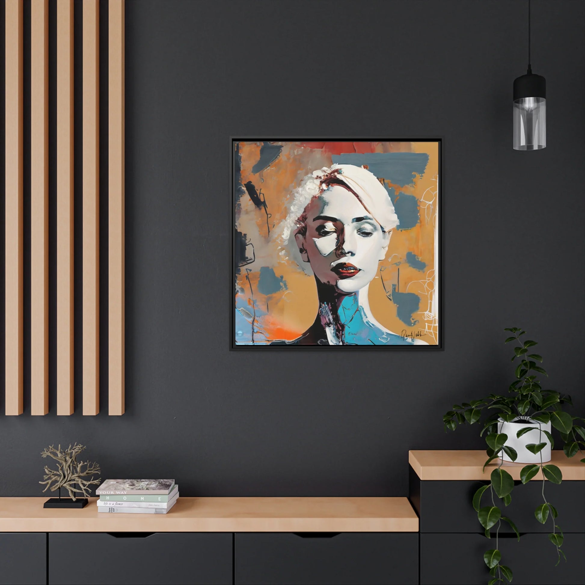 Stunning Framed Canvas Wall Art - Abstract Woman Portrait for Elegant Home Decor