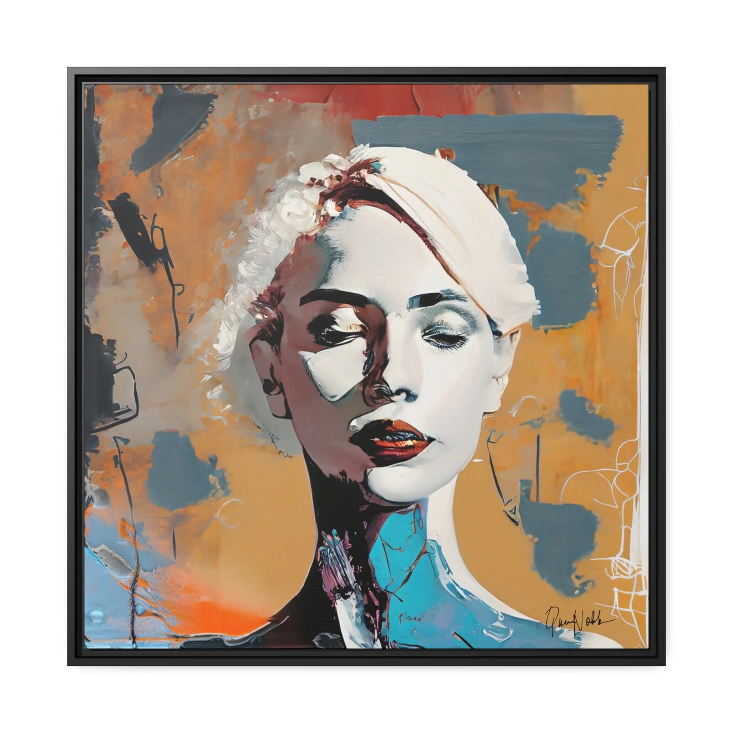 Stunning Framed Canvas Wall Art - Abstract Woman Portrait for Elegant Home Decor