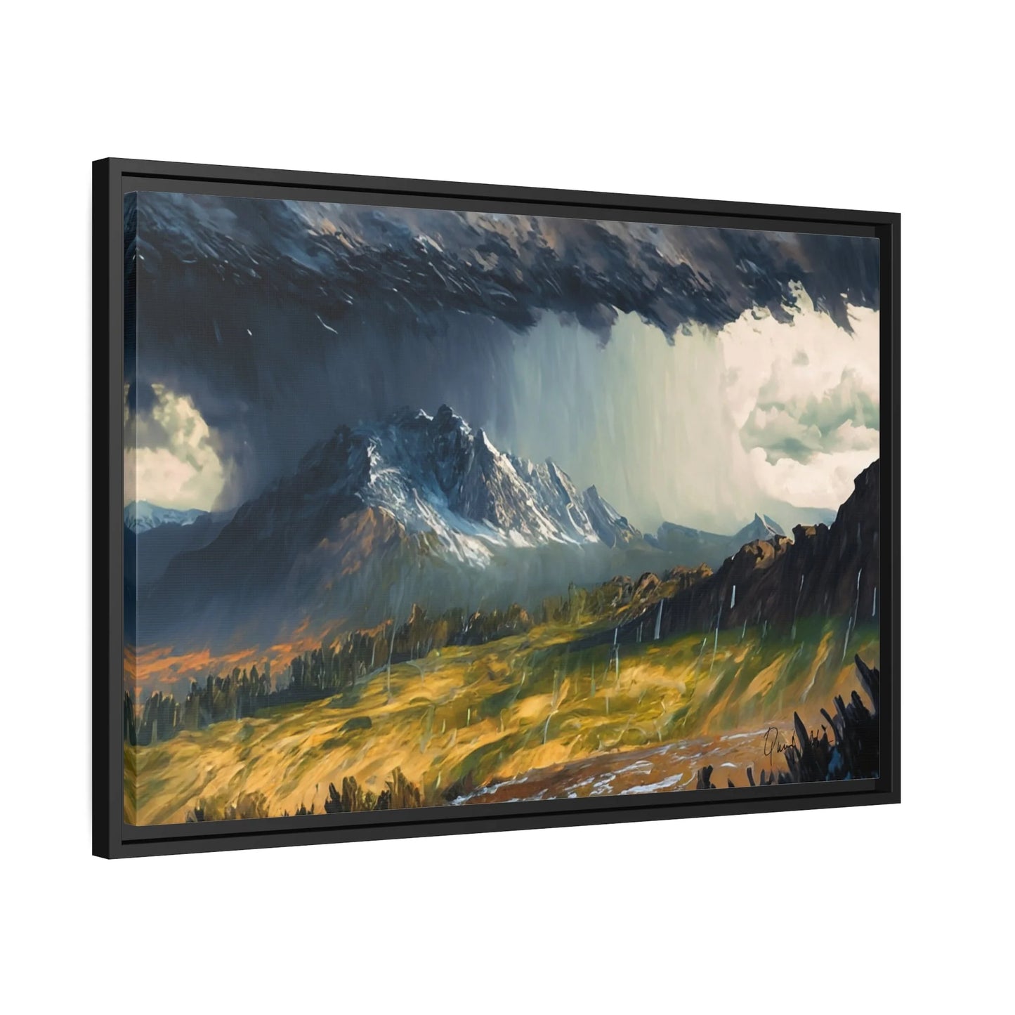 Breathtaking Mountain Rain Landscape Canvas Wall Art - Queennoble Collection