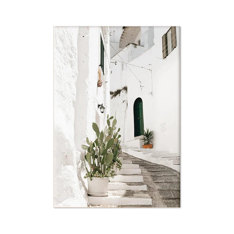 Spain Pastel Village Floral Photography Posters Spain Summer Travel Prints Mediterranean Wall Art Canvas Painting Pictures Decor