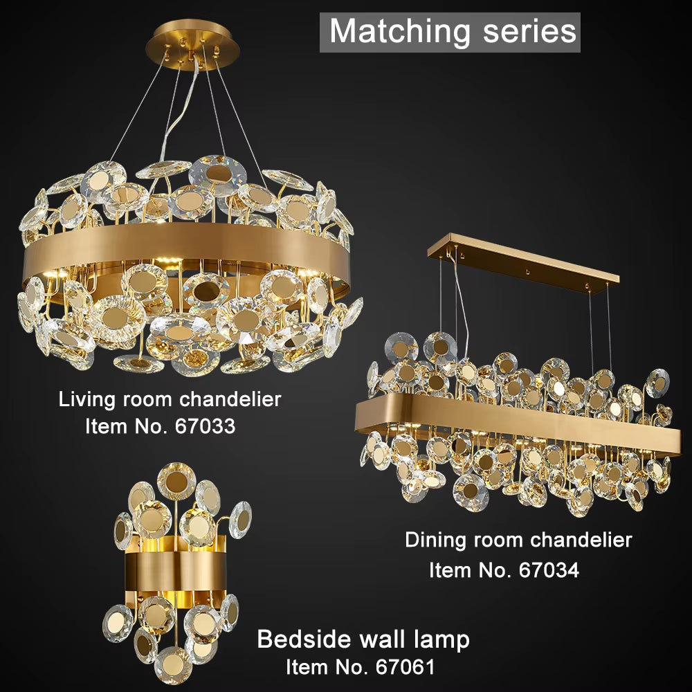 Gold/Black Rectangle Chandelier Lighting for Living Room Crystal Lights Kitchen Island Hanging Lamp Indoor Lighting