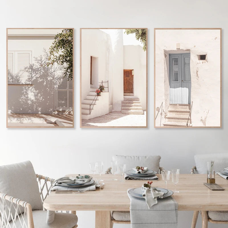 Spain Pastel Village Floral Photography Posters Spain Summer Travel Prints Mediterranean Wall Art Canvas Painting Pictures Decor