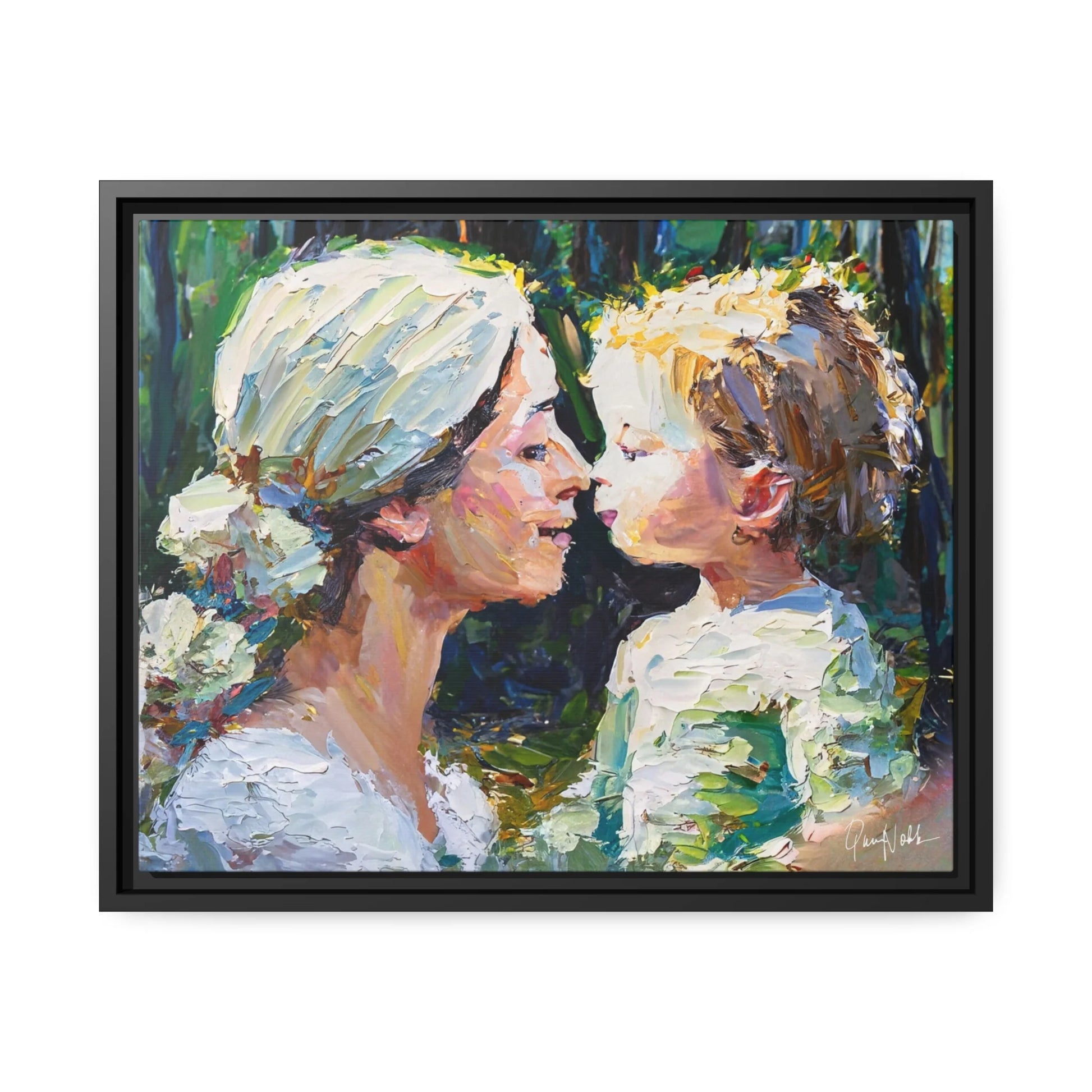 Stunning Mother and Child Framed Canvas Wall Art by Queennoble