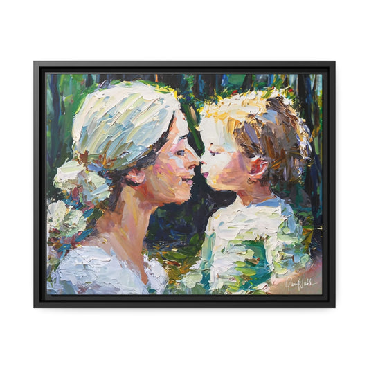 Stunning Mother and Child Framed Canvas Wall Art by Queennoble
