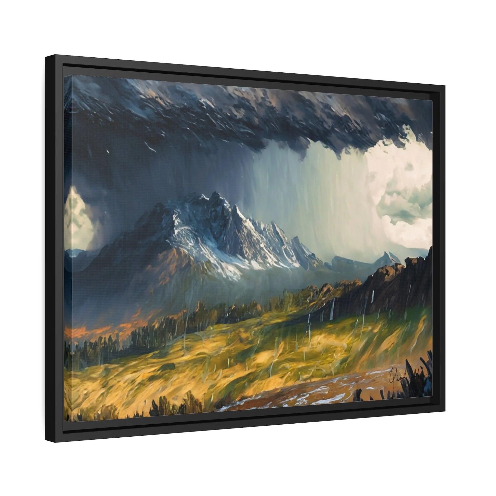 Breathtaking Mountain Rain Landscape Canvas Wall Art - Queennoble Collection