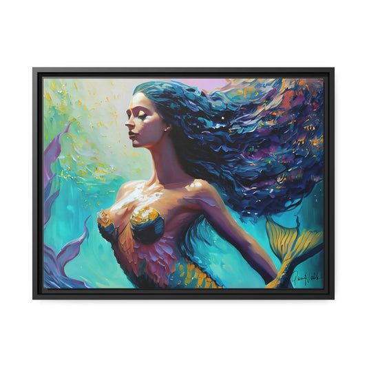 Enchanting Mermaid Canvas Wall Art with Elegant Frame - by Queennoble