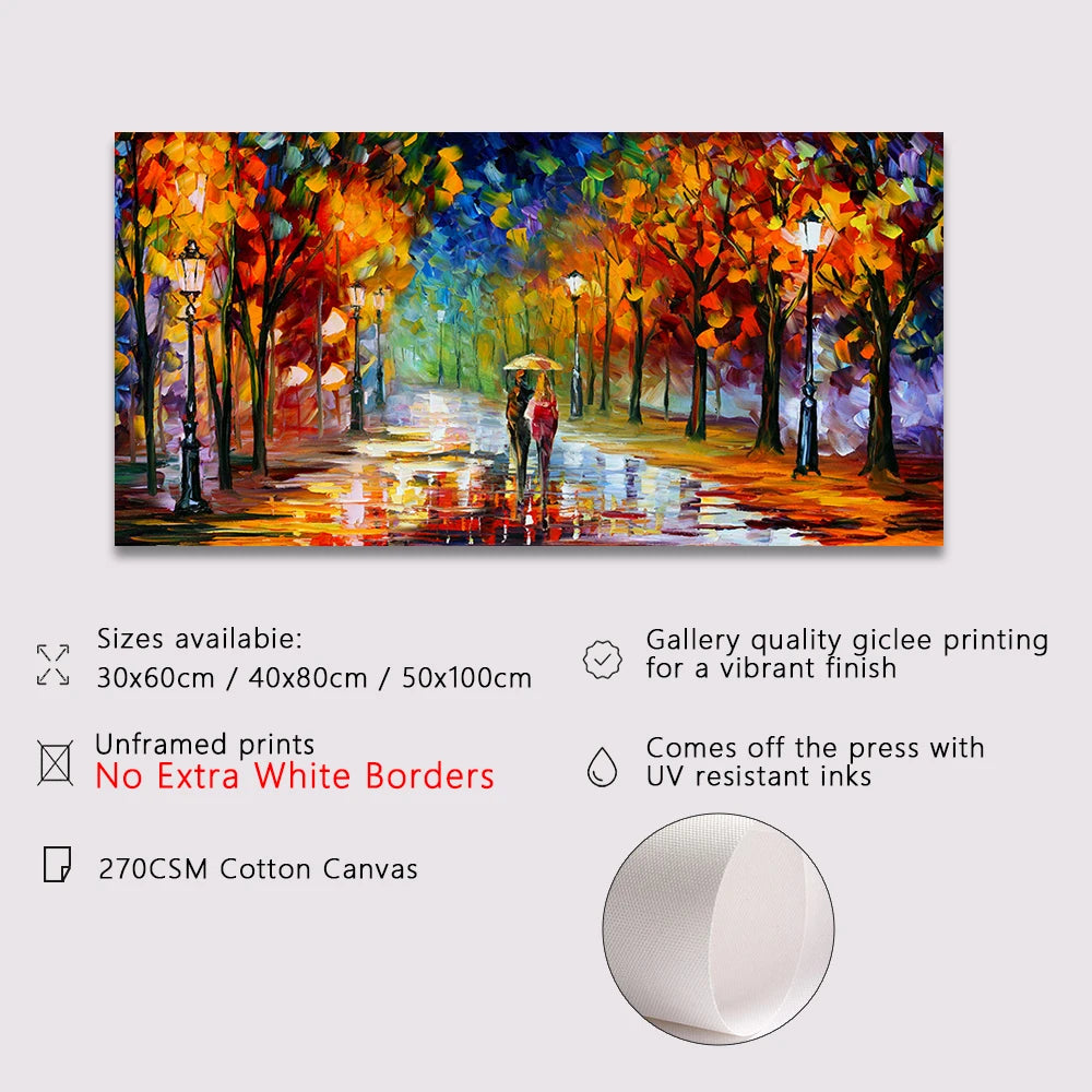 Modern Colorful Abstract Canvas Prints Art Rainy Garden Landscape Posters Picture Wall Art Painting for Living Room Bedroom