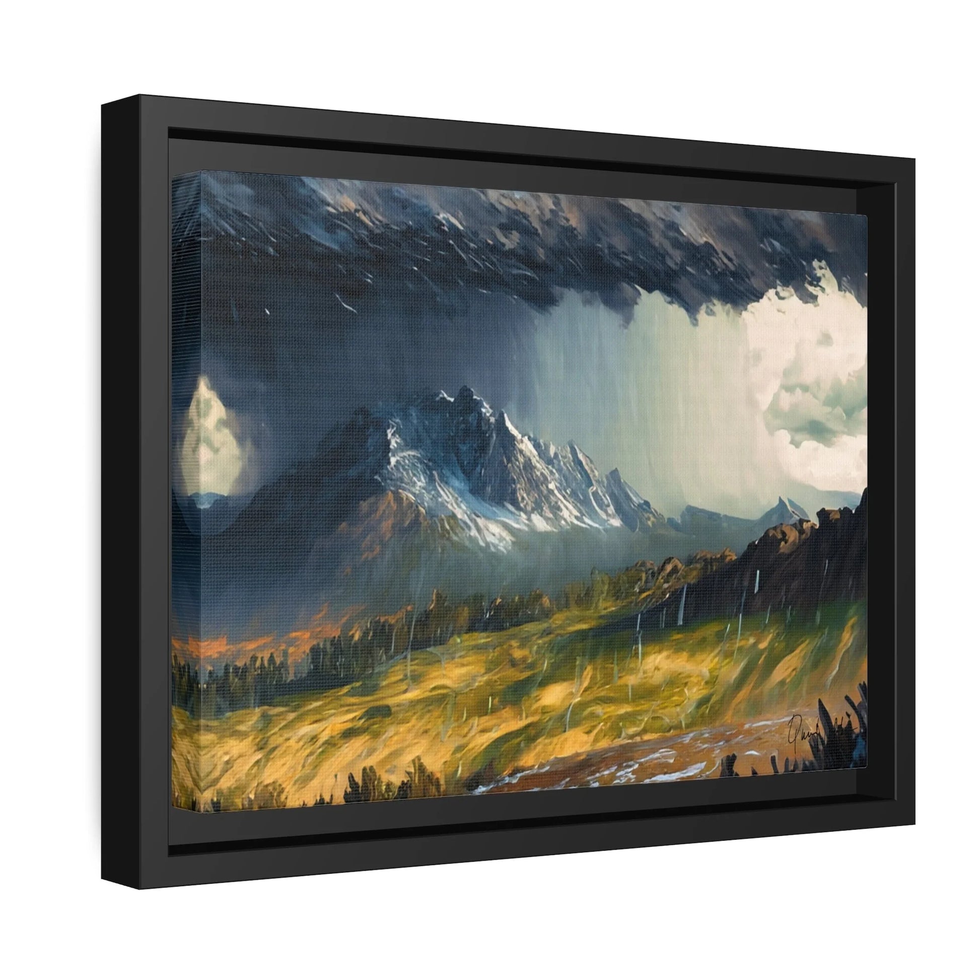 Breathtaking Mountain Rain Landscape Canvas Wall Art - Queennoble Collection