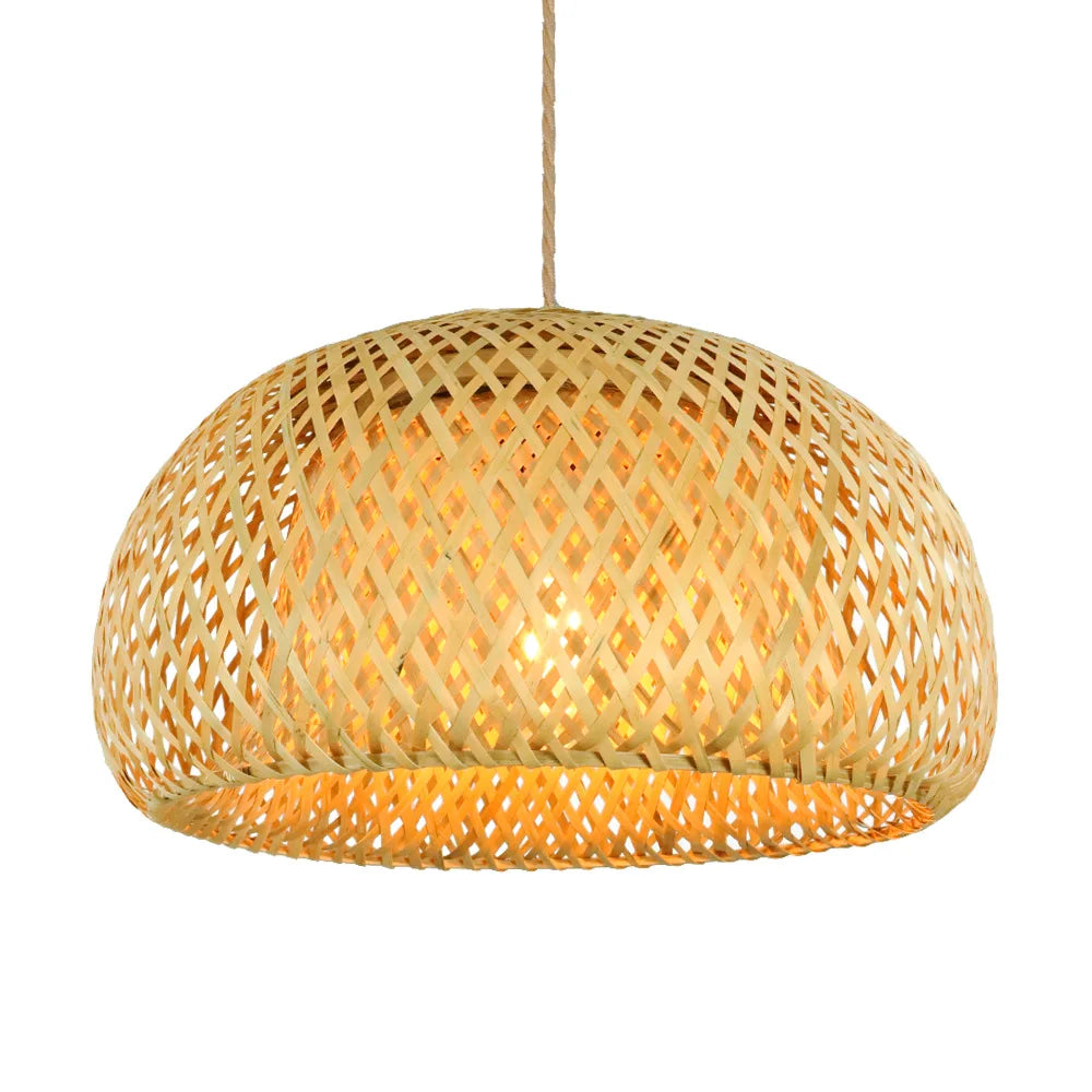 Bamboo Lantern 30Cm Pendant Lamp Natural Rattan Wicker E27 LED Chandeliers Hand-Woven Lampshades Lighting Fixture Hanging Light