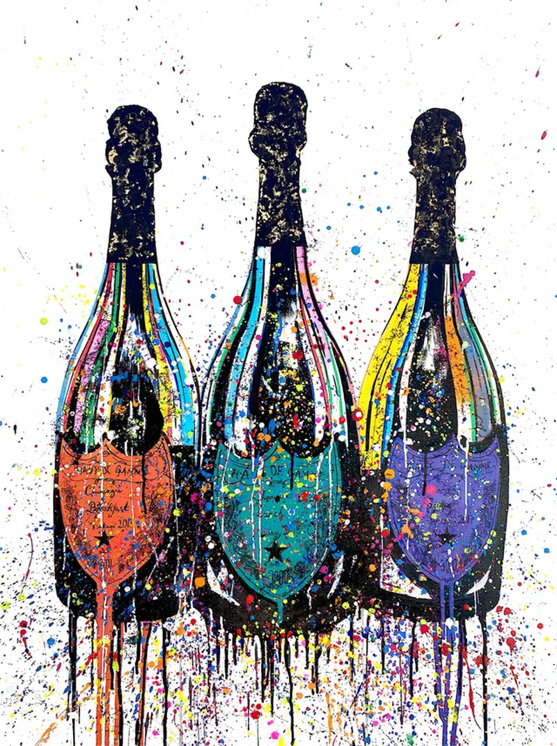 Fashion Luxury Champagne Bottle Art Canvas Painting Prints Poster Wall Art Printing Picture Luxurious Bar Home Dining Room Decor