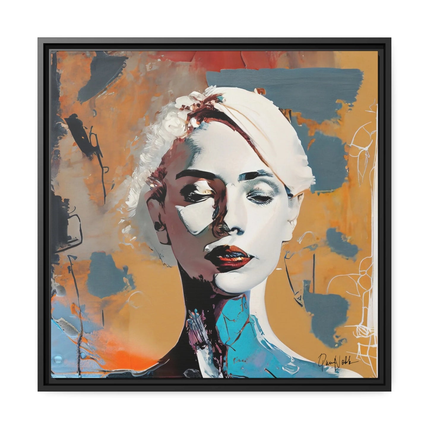 Stunning Framed Canvas Wall Art - Abstract Woman Portrait for Elegant Home Decor