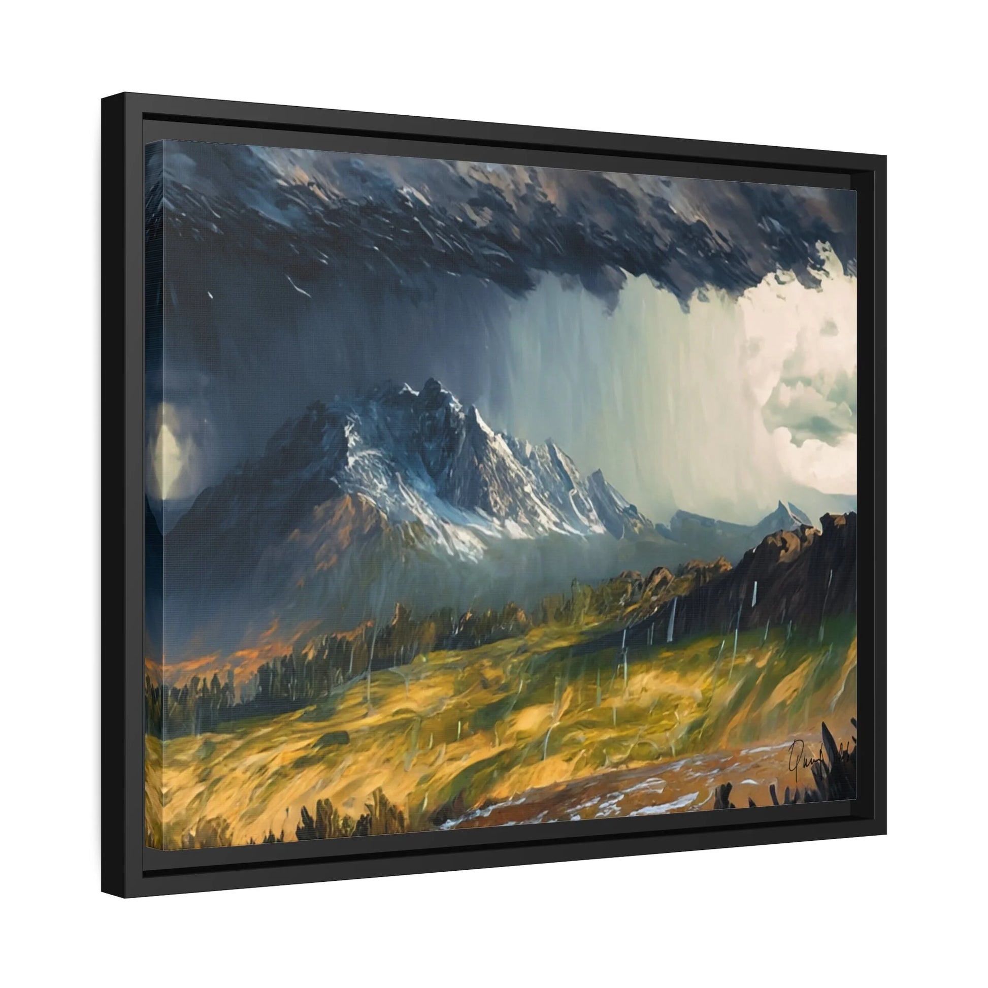 Breathtaking Mountain Rain Landscape Canvas Wall Art - Queennoble Collection