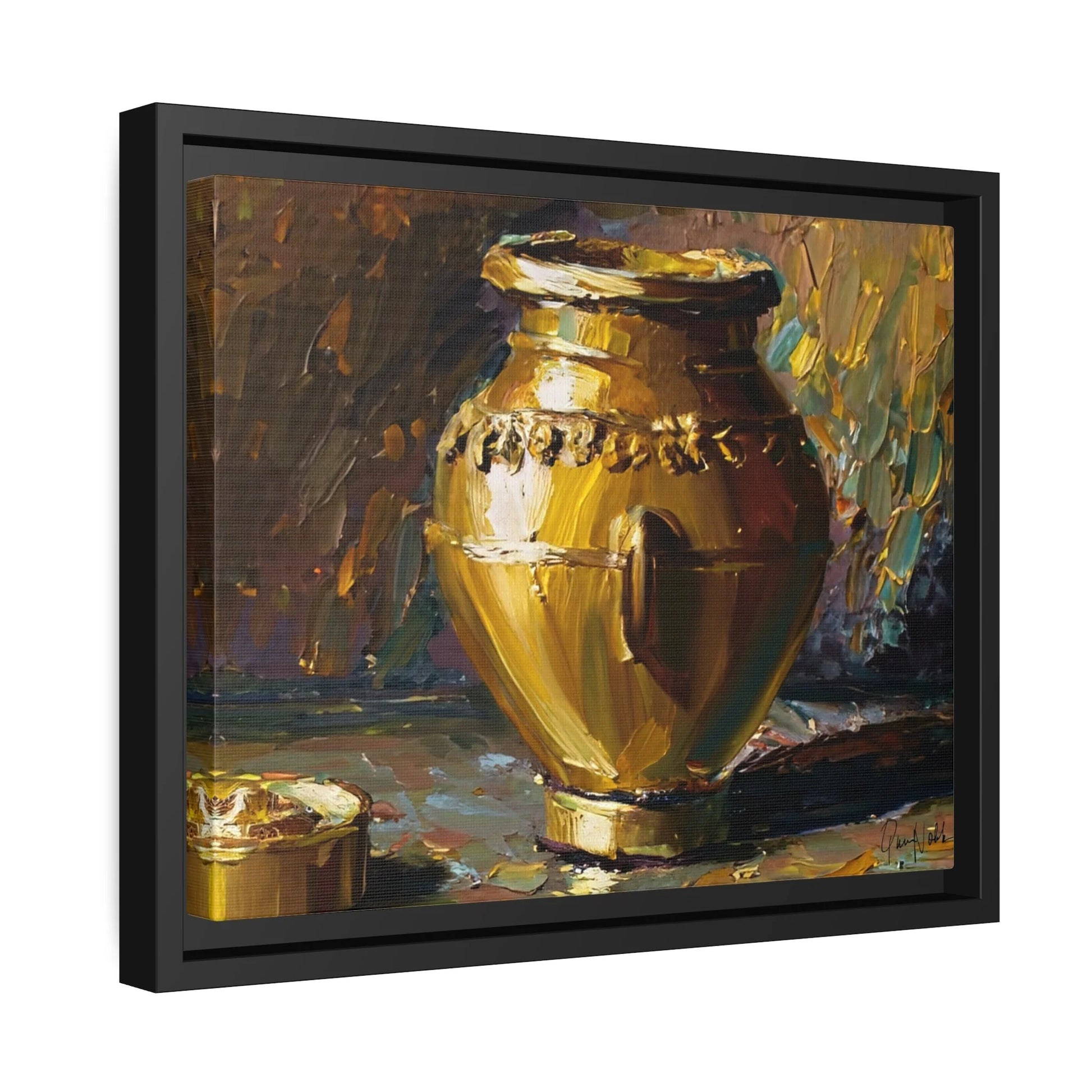 Elegant Golden Vase Canvas Wall Art - Stunning Home Decor by Queennoble