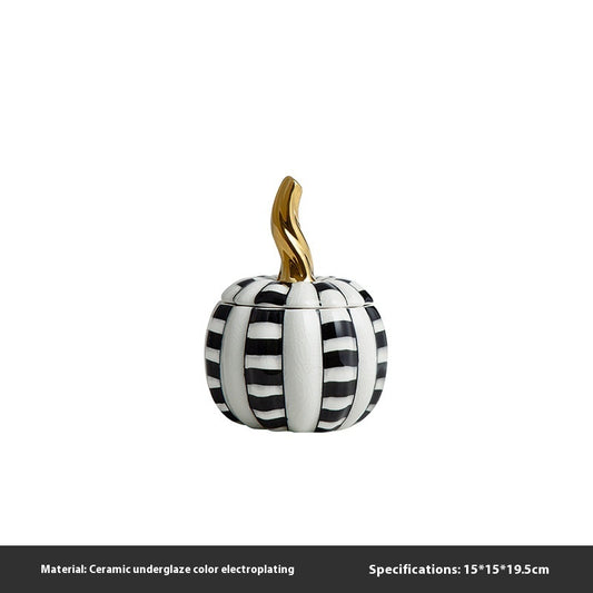 Hand Painted Ceramic Pumpkin Decorative Jar Sample Room Decoration