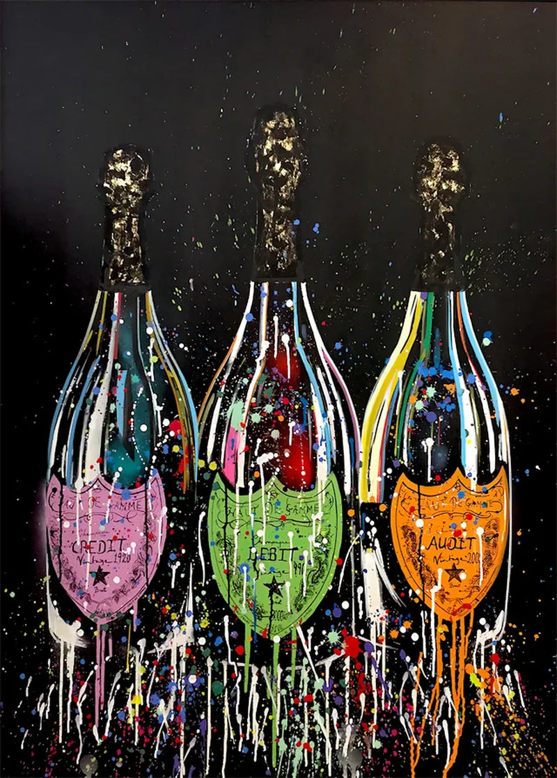 Fashion Luxury Champagne Bottle Art Canvas Painting Prints Poster Wall Art Printing Picture Luxurious Bar Home Dining Room Decor