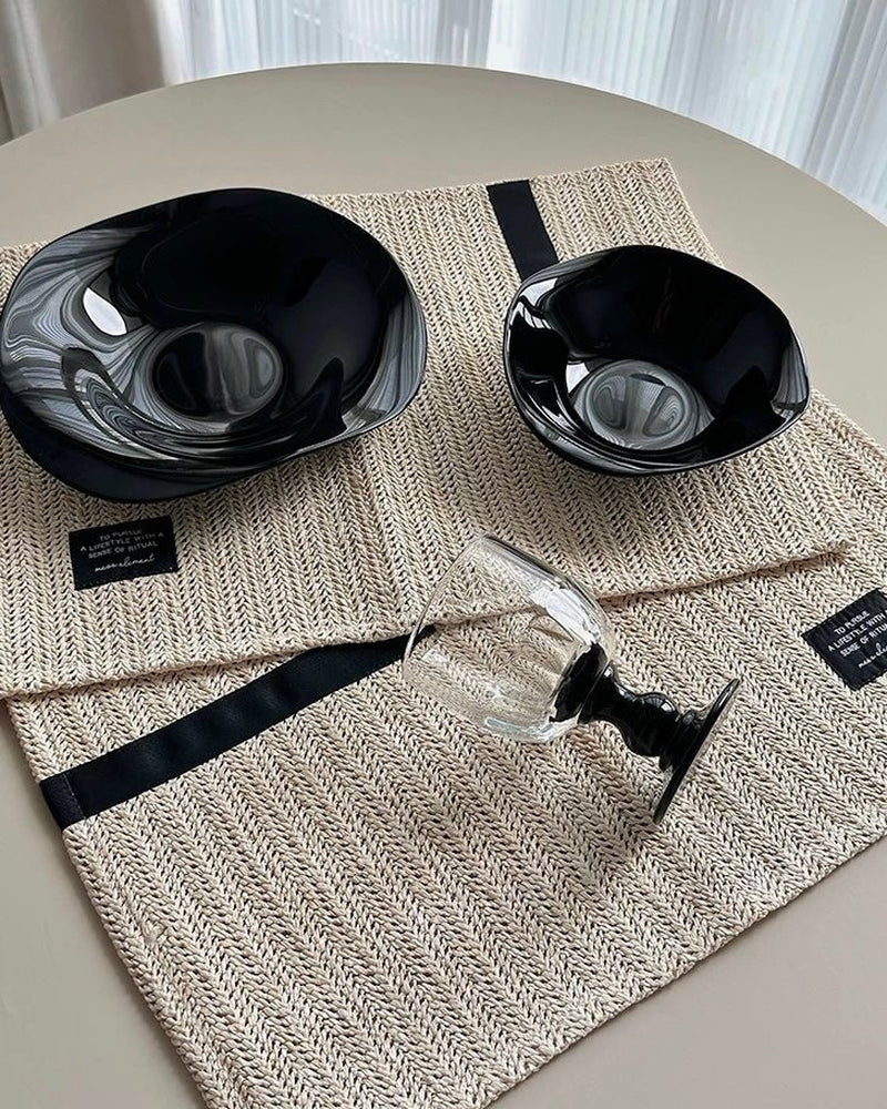 Handmade Retro Nordic Woven Reed Placemat for Elegant Table Setting