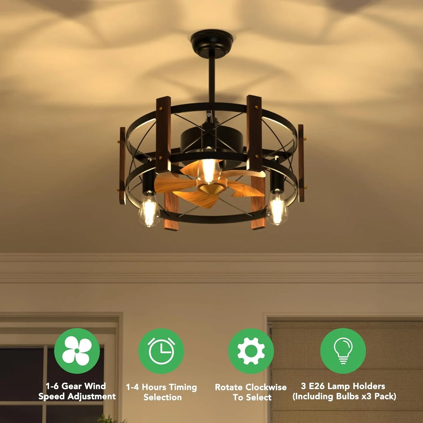 Modern Farmhouse Ceiling Fan with LED Lights