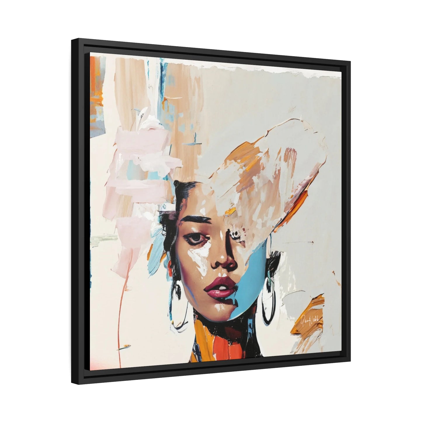 Stunning Framed Woman Abstract Portrait Canvas Wall Art