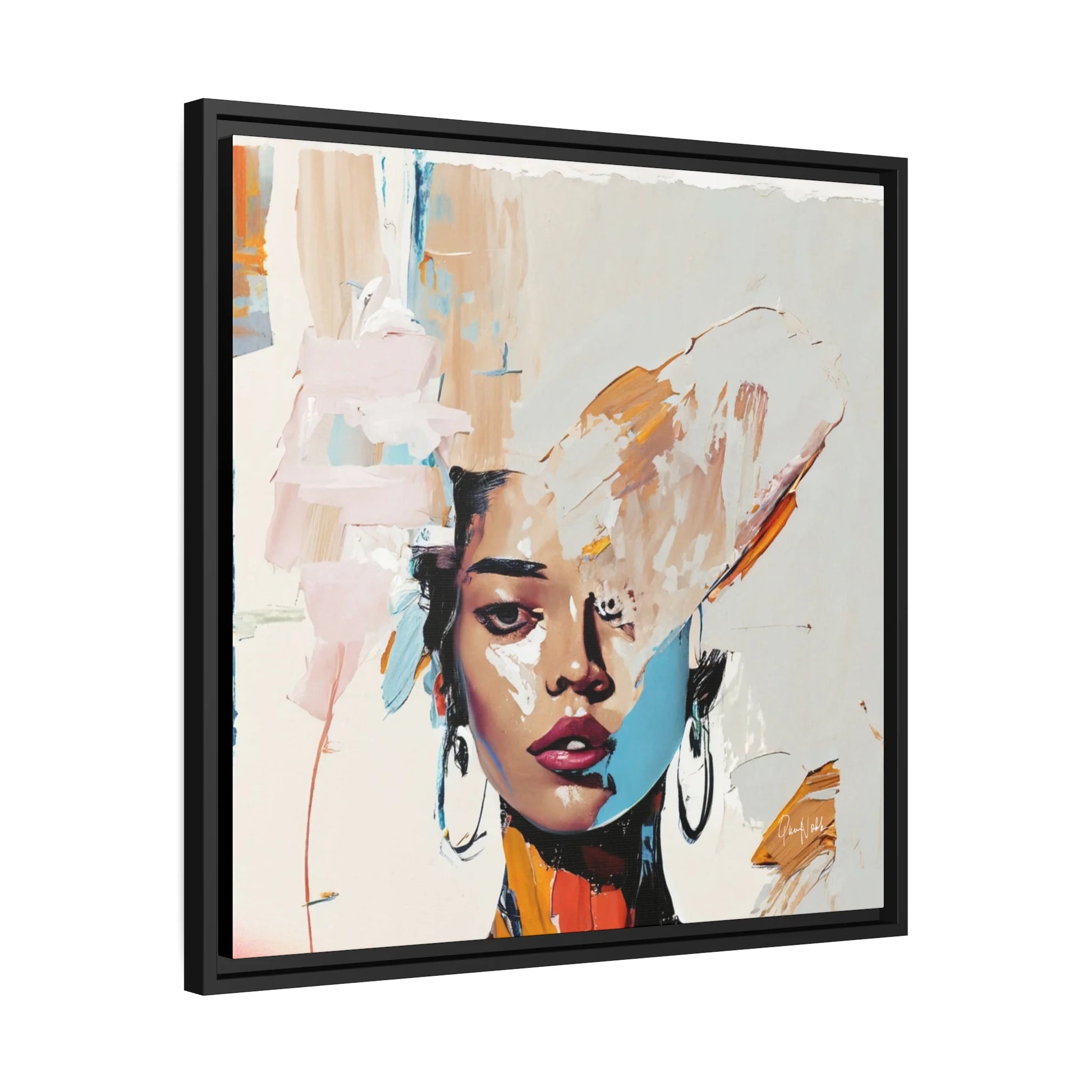 Stunning Framed Woman Abstract Portrait Canvas Wall Art