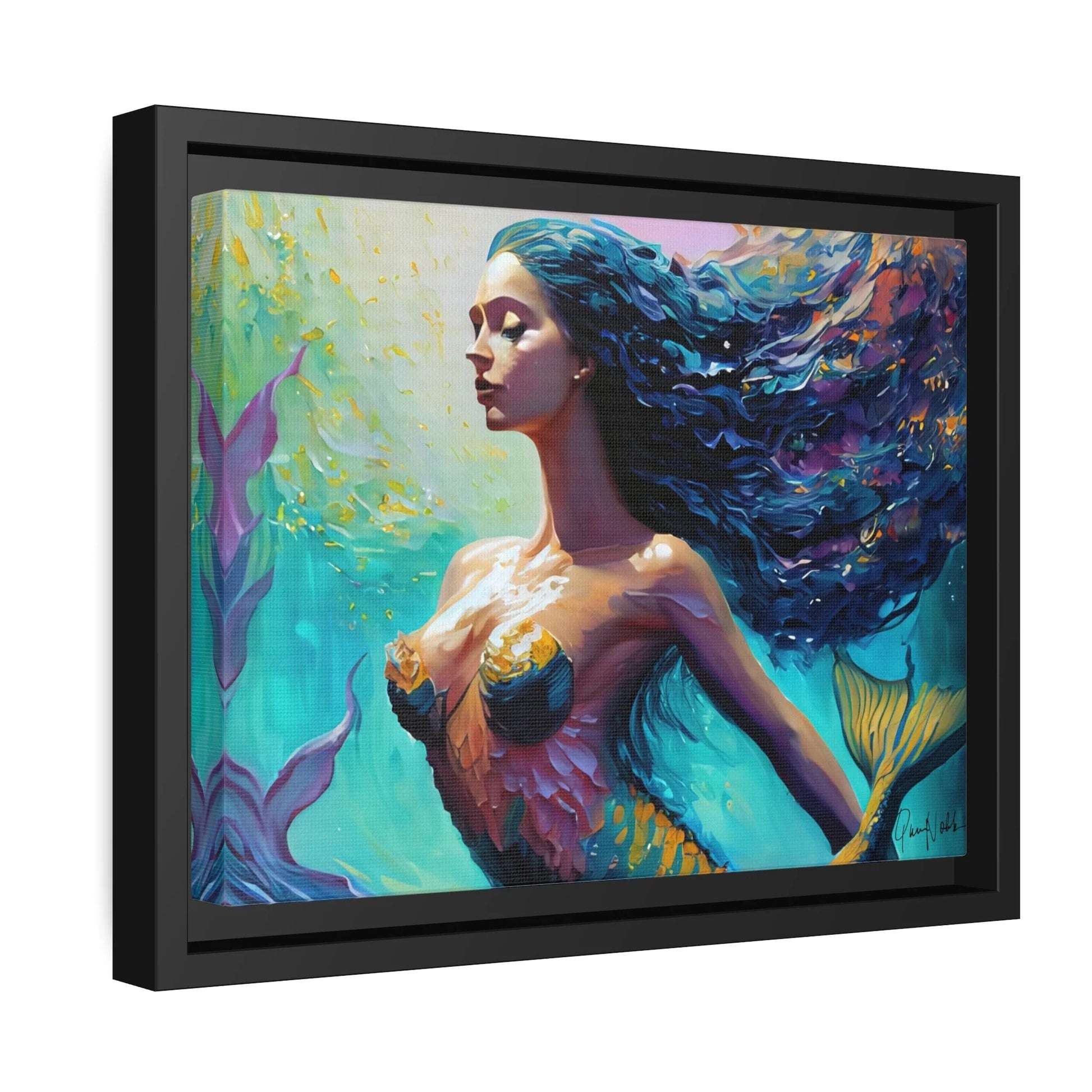 Enchanting Mermaid Canvas Wall Art with Elegant Frame - by Queennoble