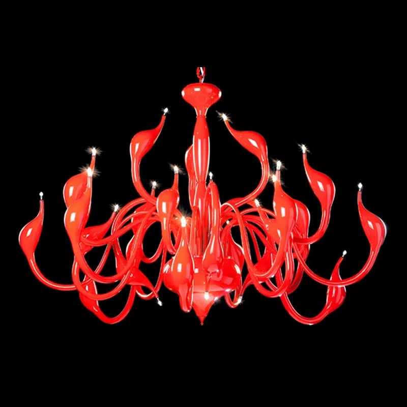 G4 LED Swan Chandelier Lighting for Bedroom Foyer Chandelier Lustre Salon Black White Red Gold Chandelier Lighting
