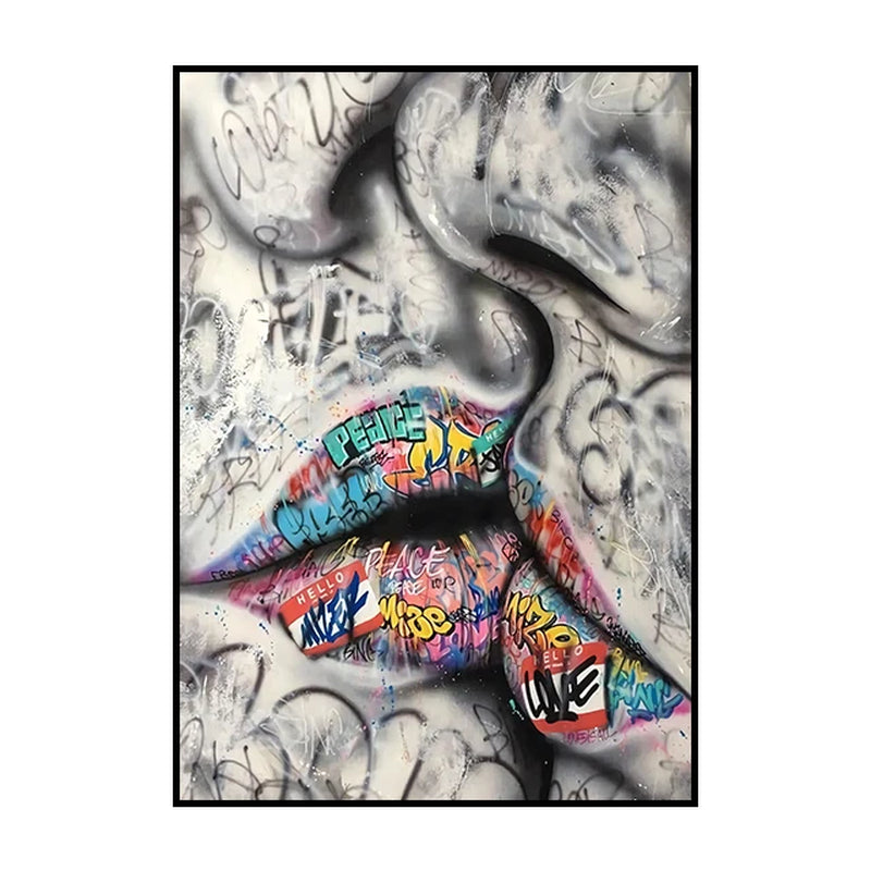 Street Graffiti Kissing Canvas Painting Posters and Prints Abstract Picture Wall Art Decoration Mural Living Room Home Decor