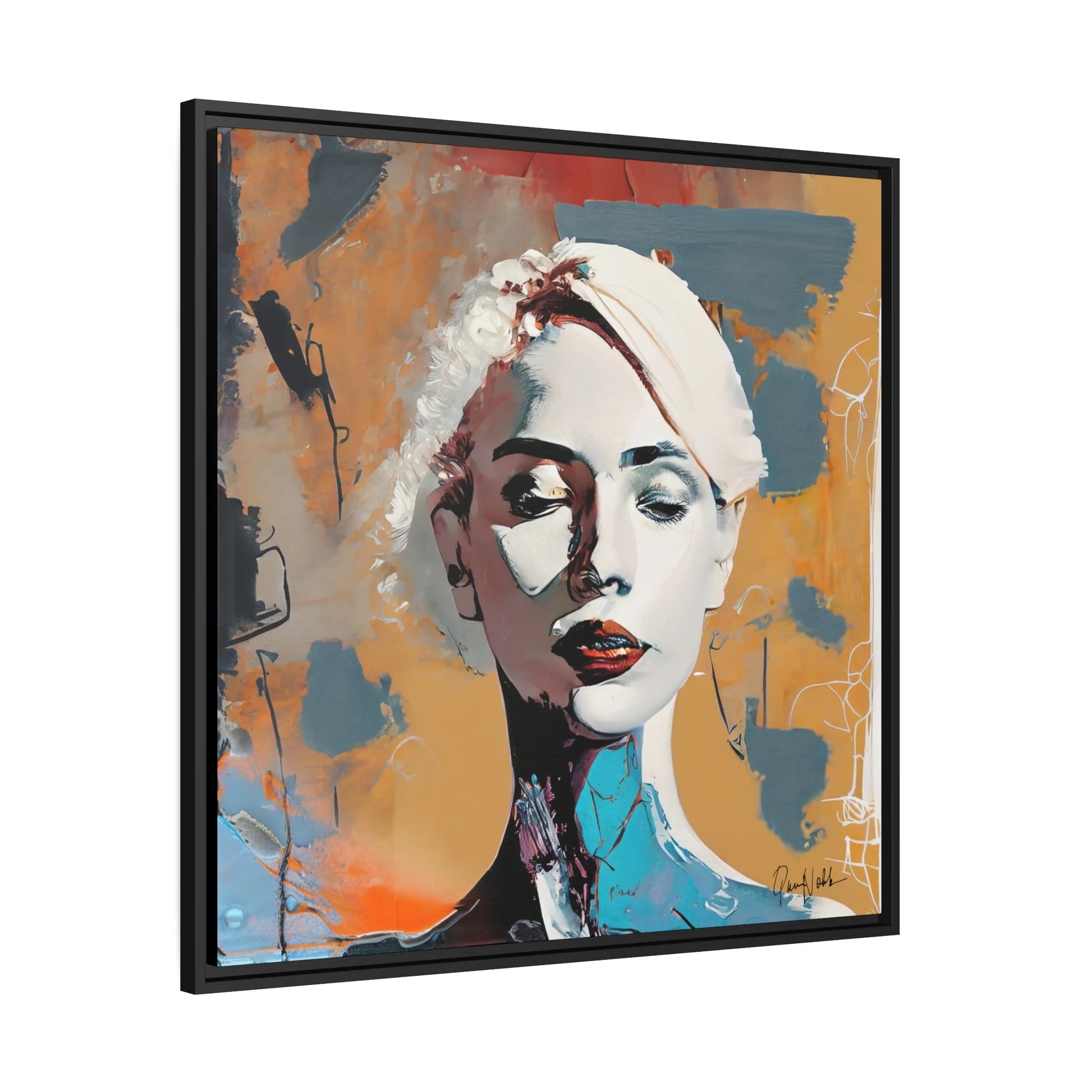 Stunning Framed Canvas Wall Art - Abstract Woman Portrait for Elegant Home Decor