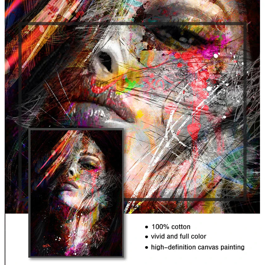 Girls for Living Room Wall Decor Abstract Graffiti Art Wall Paintings Print on Canvas Pop Art Canvas Prints