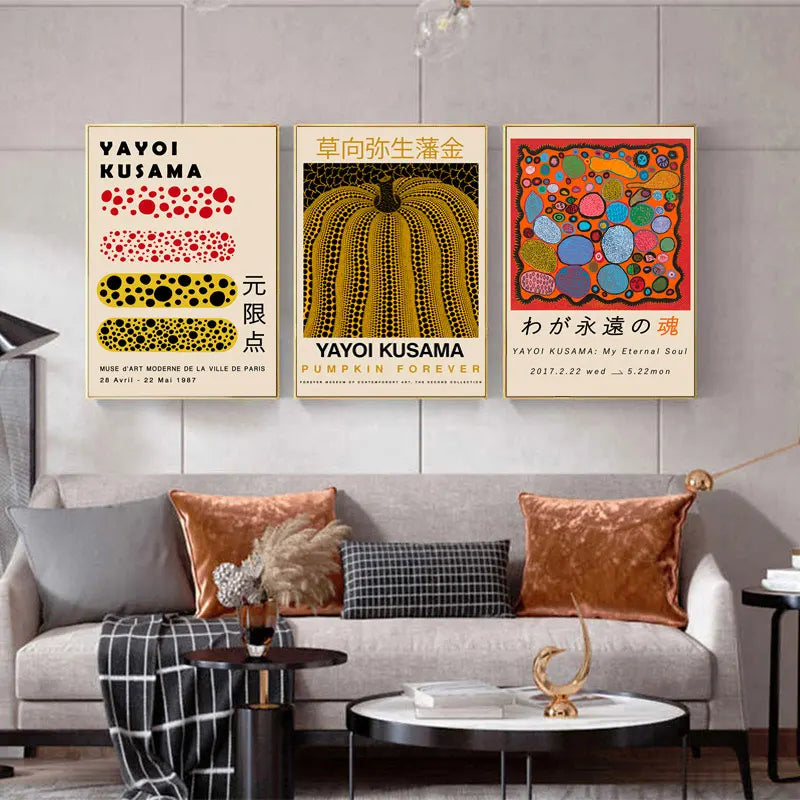 Yayoi Kusama Exhibition Posters and Prints Gallery Wall Art Picture Museum Modern Canvas Painting Nordic Living Room Decoration