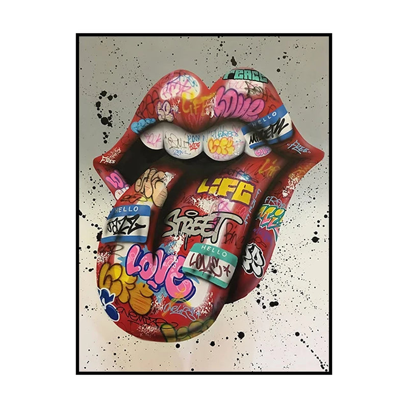 Street Graffiti Kissing Canvas Painting Posters and Prints Abstract Picture Wall Art Decoration Mural Living Room Home Decor